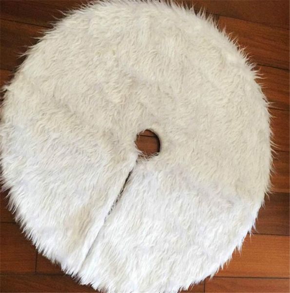 

long hairy white christmas tree skirt plush mat furry xmas party snow carpet blankets round floor cover christmas decoration ly9271