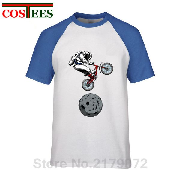 

comic astronaut biker t shirt men funny space riding bike t-shirt homme humor galaxy travel mtb bicycle teeshirt hombre camiseta