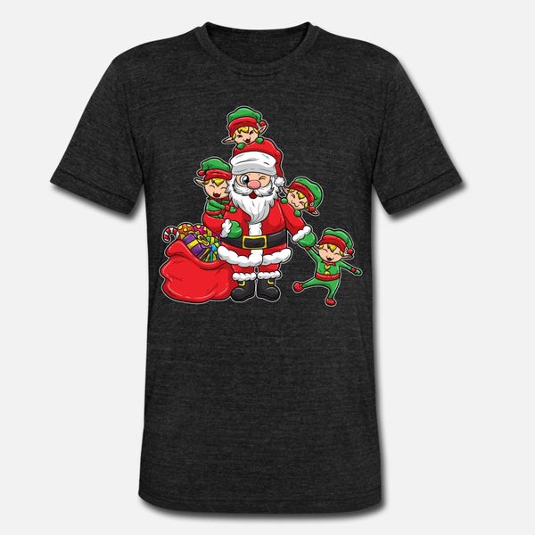 

santa claus with elves christmas illustration t shirt men character 100% cotton s-xxxl vintage gift building summer style family shirt