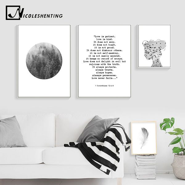 

scandinavian posters and prints forest feather wall art canvas painting abstract nordic decoration picture modern home decor