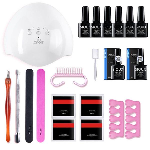 

ull manicure set base coat gel polish sand bar pusher dead skin fork uv lamp gel nail polish for nail art tools