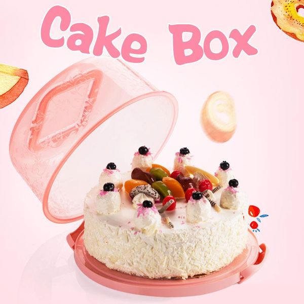 

cupcake container round handheld durable plastic portable kitchen tool cake box cake storage box wedding sealing birthday