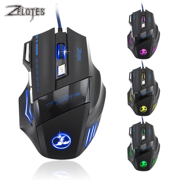 

зелот t80 t80 gaming mouse 5500 dpi 7 кнопки led подсветкой usb проводная оптическая мышь компьютера gamer мыши для настольных пк ноутбуков