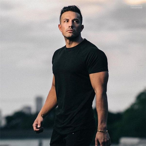 

solid gym sports short sleeve casual running fitness summer tshirts mens designer t shirts fashion, White;black