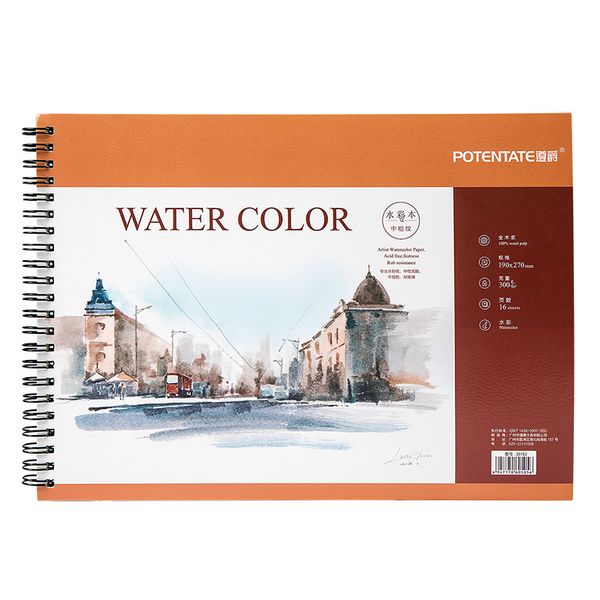 

potentate a4 16sheets 300g artist watercolor paper sketch book for oil paiting drawing diary creative notebook gift, Purple;pink