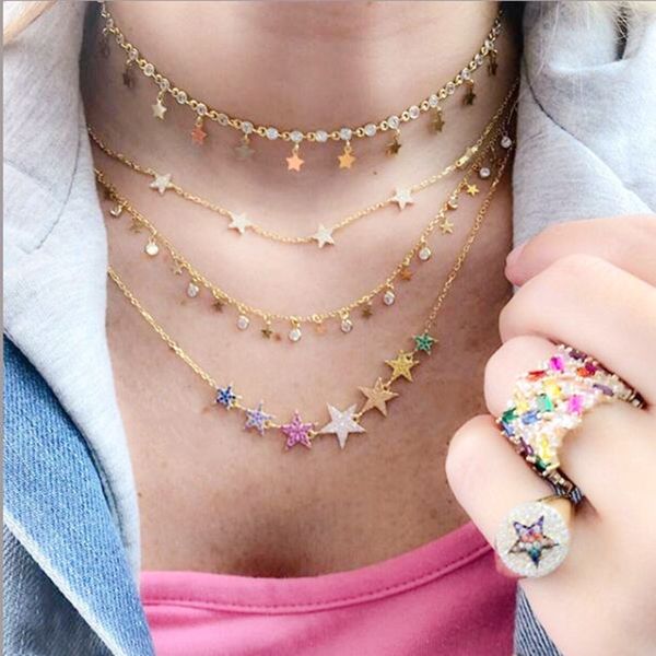 

2020 valentine gift vermeil 100% 925 sterling silver cute star choker charm necklaces charming women jewelry fine daily necklace