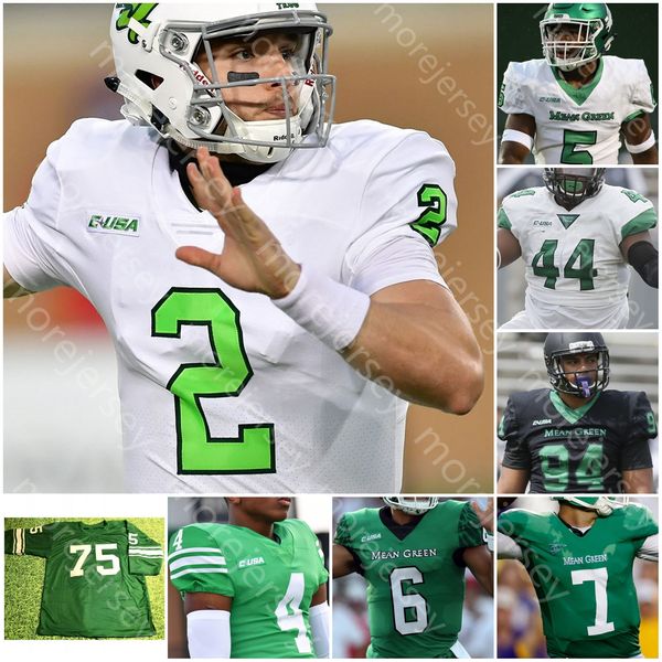 Custom Noth Texas unt Mean Goen Football Jesey NCAA College Cedick Hadman Jason Bean Aune Aune AWAY III White Simpson KD Davis