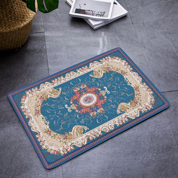 

european retro style entrance hall carpet pvc wire loop mat ins garden door mat living room floor bathroom non-slip rug