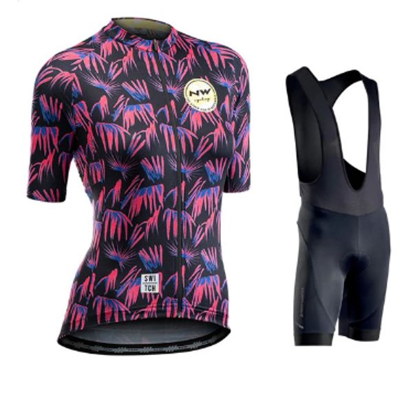 

women 2020 cycling jersey set summer short sleeve set ladies bib shorts bicycle clothes shirt clothing suit nw, Black;blue