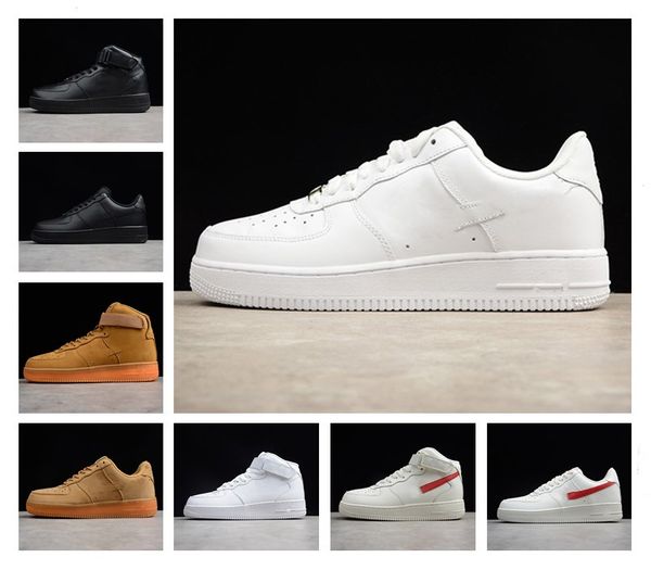 

2020 высокое качество нового классические силы классическая все высокие и низкие белые черные пшеничные мужчины женщины спорт кроссовки прин