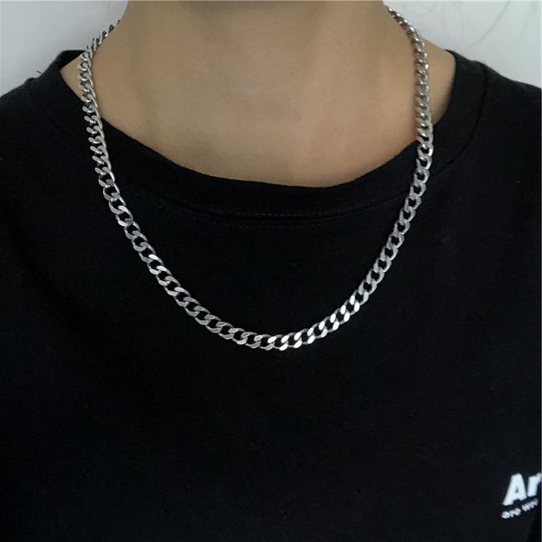 

fashionable minimalist stainless steel necklace hipster men and women hip-hop necklace accessories sale, Silver