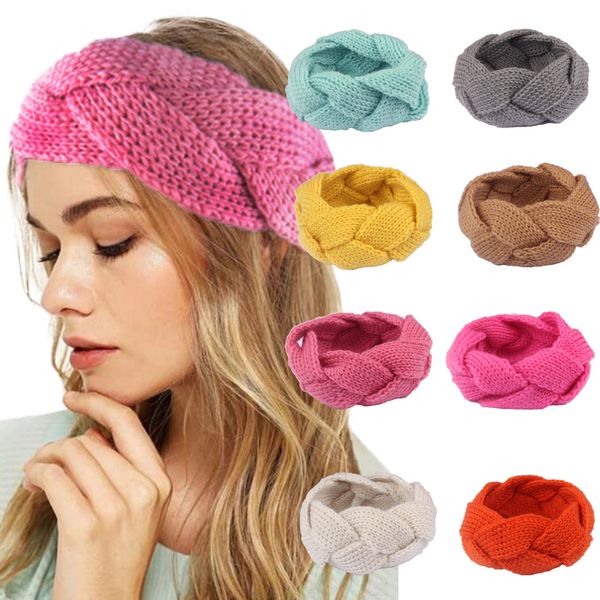 

warm headband woolen knitting headbands wool knitted elastic headband head wrap girls bohemian hairband accessories, Silver