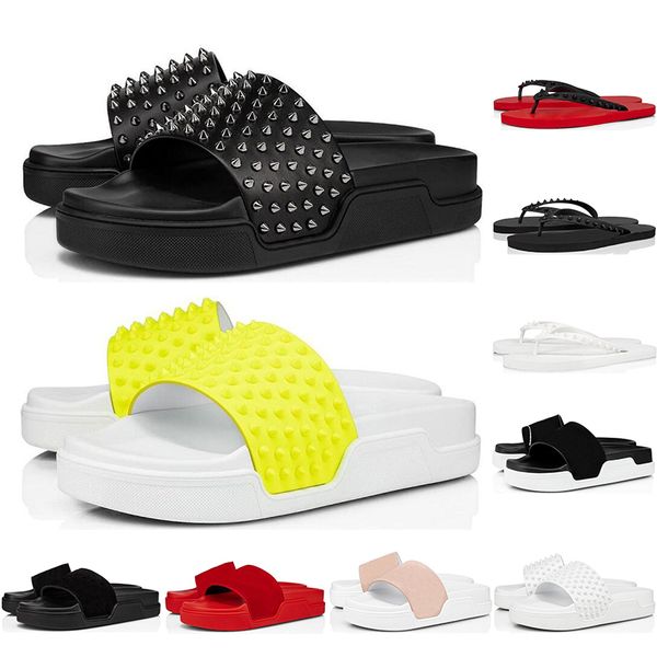 

new моды для мужчин женщин вьетнамок красных нижних шипов летних тапочек тройных черные белые желтые горок дома сандалия на открытом воздух, Black