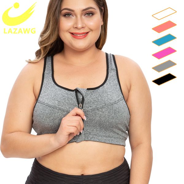 

gym clothing lazawg plus size s-5xl sports bra for women push up vest underwear high shockproof breathable fitness athletic yoga, White;black