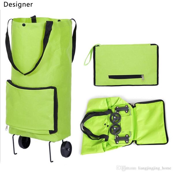 

lightweight wheels folding shopping bag traval luggage cart home 20l folded tug storage bags trolley case handbags package qqa412