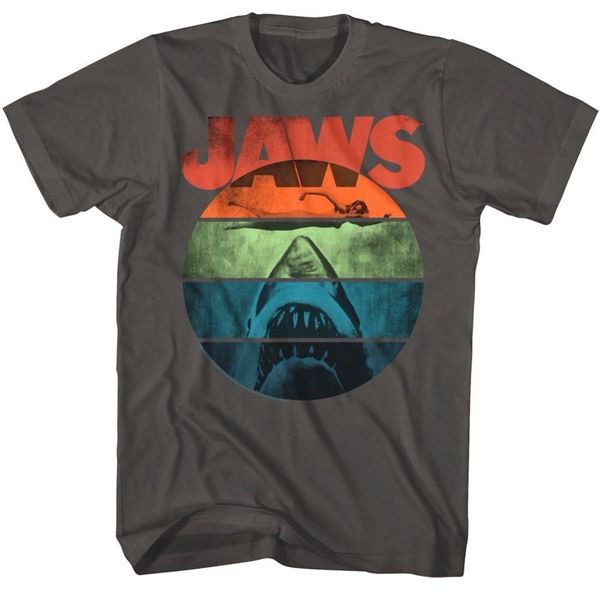 

brand new 2019 лето мужская короткие официальный челюсти retro vintage радуга shark мужские футболки симпатичные футболки
