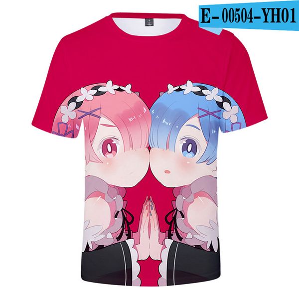 

re zero girls clothing rem and ram japanese anime 3d print shirts comics kawaii graphic men clothing