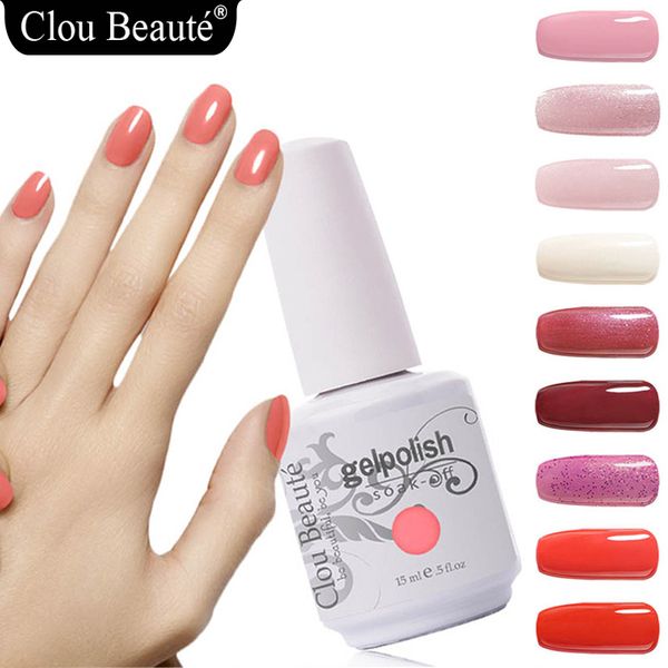 

nail gel clou beaute polish 15ml 179 colors pink red nude soak off lacquer art vernis semi permanent, Red;pink