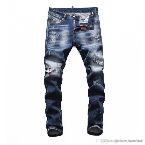 

brand jeans mens luxury designer jeans baggy biker high waisted ripped rock revival black skinny men jean jeckets long pants trousers 042, Blue