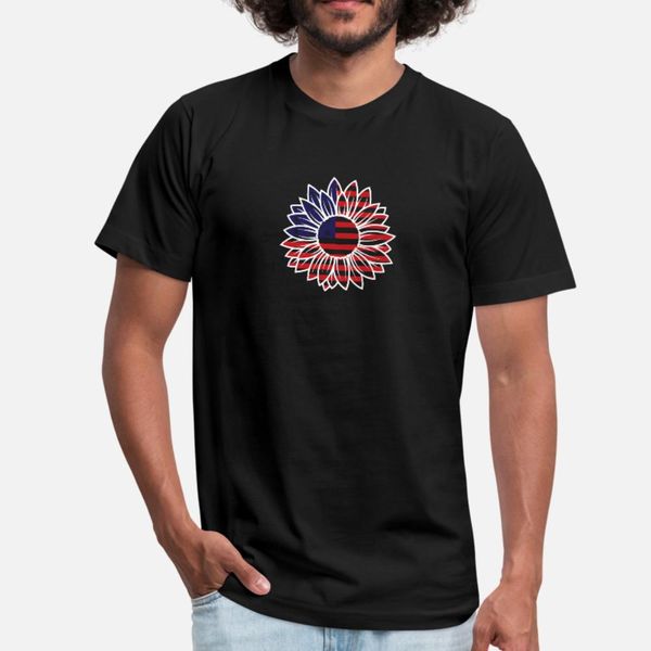 

patriotic sunflower red white and blue sunflower t shirt men knitted tee shirt size s-3xl pattern fit basic spring standard shirt
