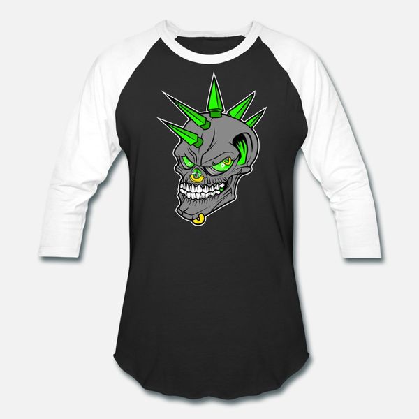 

панк-рок хэллоуин череп ирокеза шип волосы футболка рубашка мужчина custom 100% хлопок шеи kawaii против морщин юмора summer style standard
