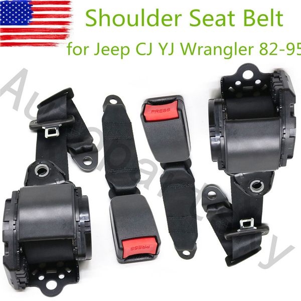

2x universal 3 point retractable seat belts for cj yj wrangler 1982-1995 oem: 629441