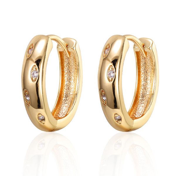 

classic round circle cubic zirconia earrings for women gold silver color small hoop earrings wedding party jewelry simple gifts, Golden;silver