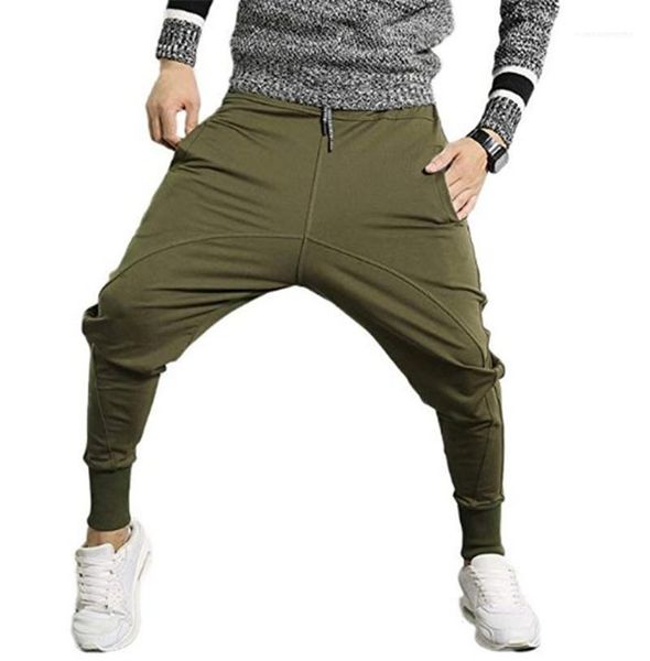 

loose elasticity casual pants male designer fashion mens pants high street loose sport style, Black