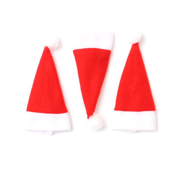 

c-10pcs/set mini christmas hat santa claus hat wine bottle caps christmas gift caps party decoration ornament decor