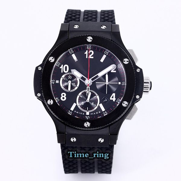 

version 301.px.130.rx multifunction dial black steel case 4100 automatic mechanical movement mens watch rubber strap designer watches, Slivery;brown