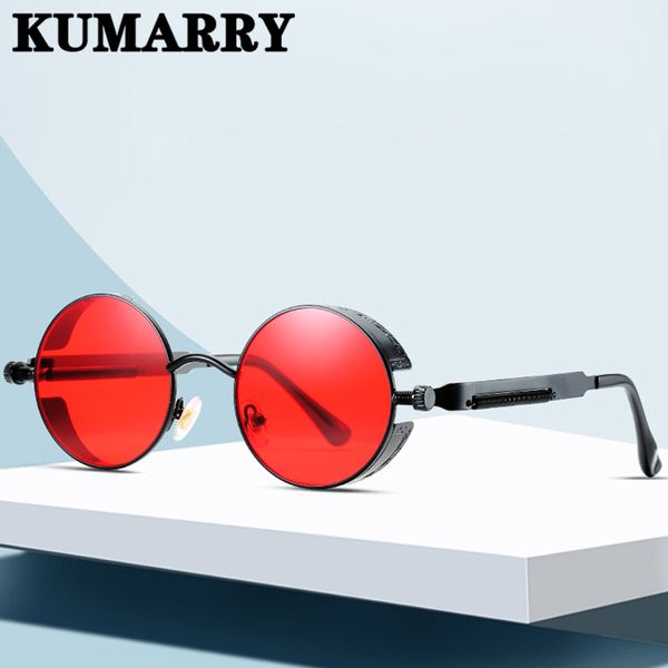 

kumarry new vintage punk round sunglasses men/women fashion sun glasses for outdoor travel lentes de sol hombre/mujer uv400, White;black
