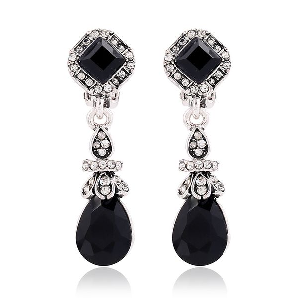 

european and american popular jewelry retro bohemian water drop pendant ear-hole-ear-jewelry explosive ear clip, Golden