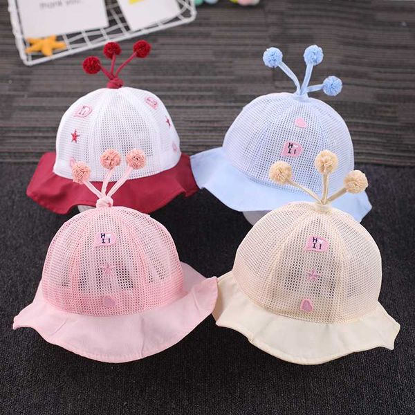 

baby girl summer thin baby sun hat mesh cute princess, Yellow