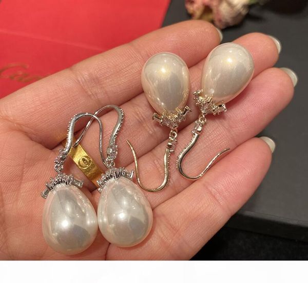 

french pearl pendant women earrings elegant minimalist water drop femininity elegant wedding accessories, Silver