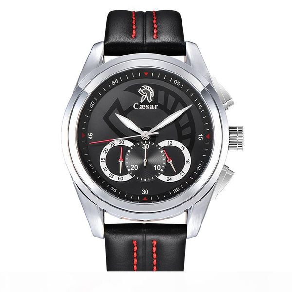

fashion luxury caesar leather strap quartz chronograph waterproof rose gold male sports mens watches brand wristwatch watch men, Slivery;brown