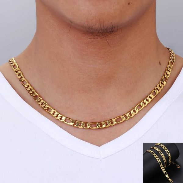 

6mm wide mens womens necklace classic figaro link chain jewelry gold filled gf necklace us stock wholesale gifts fashion lgn18a, Silver