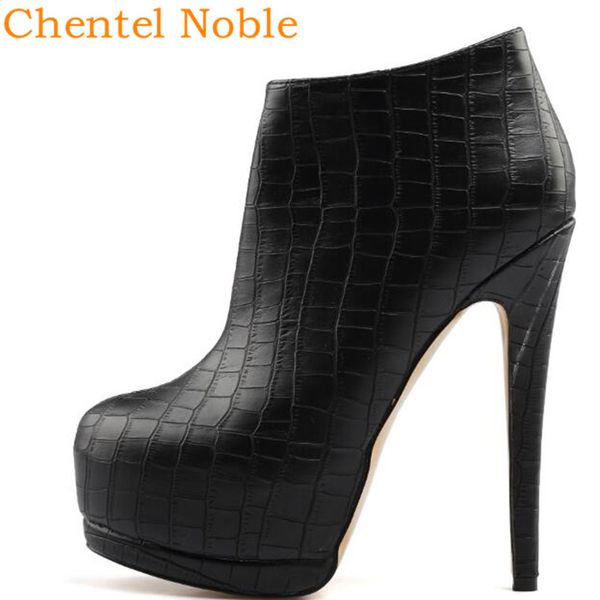 

mature fashion chentel high heels leather platform spring woman luxurious party dress zip shoes for women pumps black color