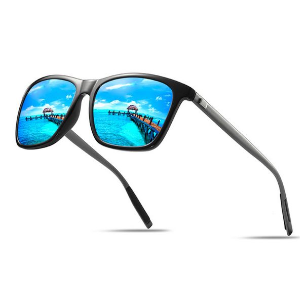 

square polarized sunglasses men brand designer vintage sun glasses aluminum leg driving fishing shade vintage sun glasses, White;black