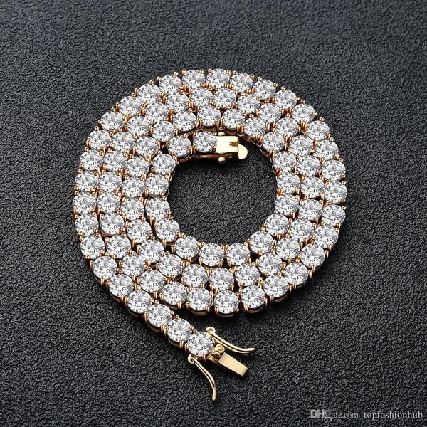 

men039s iced out 1 row tennis chain 3mm 4mm 5mm necklace hip hop jewelry new 8082061, Black