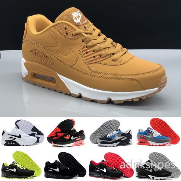 

2019 air cushion 90 casual running shoes black white red 90 men women sneakers classic air90 trainer outdoor hj41c