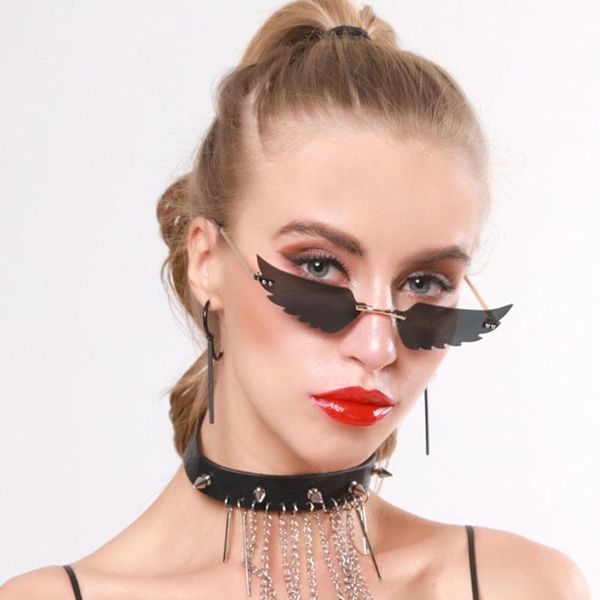 

2020 women sunglasses rimless cat for glasses female vintage girls glasses eye personal eyewear sun uv400 female jiulu