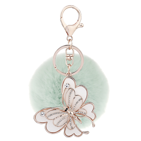 

beautiful big butterfly hair ball key chain bag pendant auto accessories, Silver