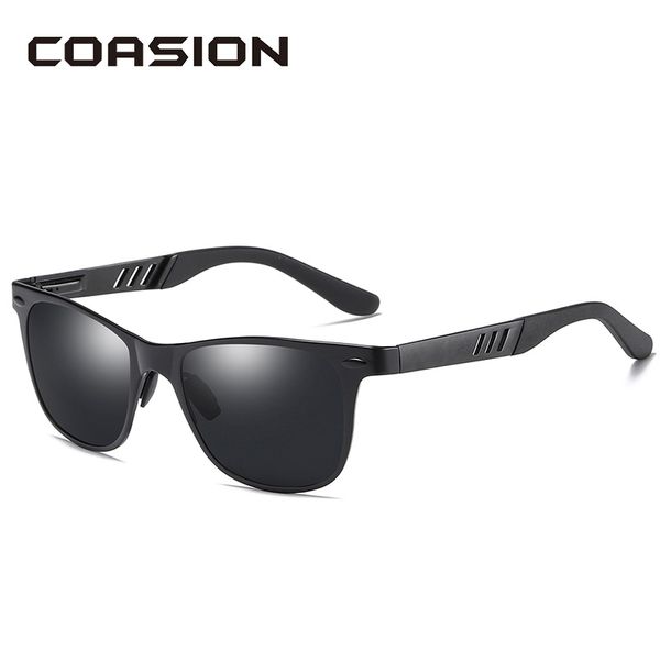 

coasion brand design aluminum square sunglasses men polarized driving sun glasses male coating mirror lens gafas de sol ca1320, White;black