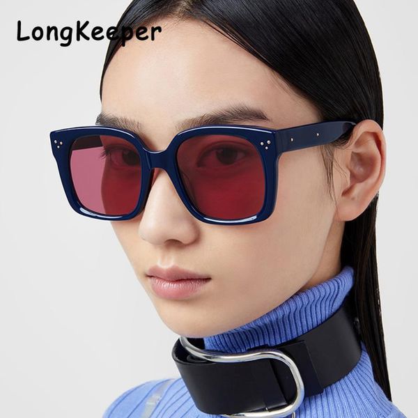 

2020 fashion oversized square sunglasses women men vintage brand designer sunglasses blue shield steampunk glasses female uv400, White;black