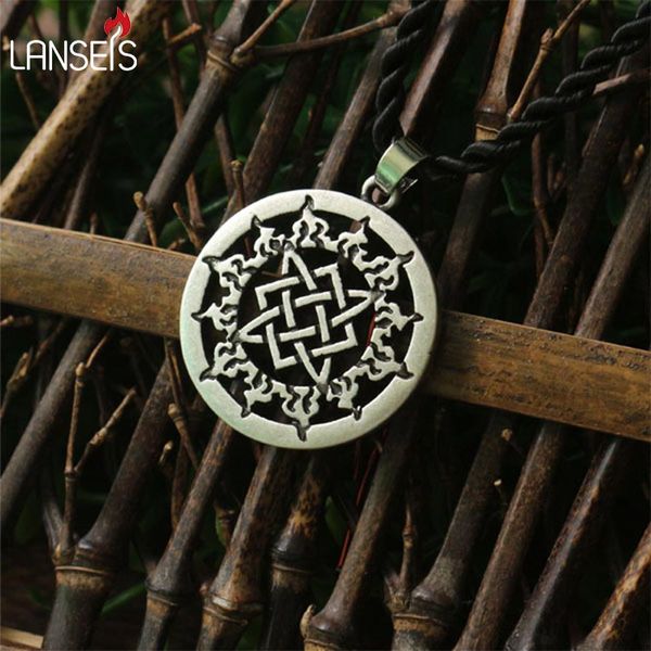 

1pcs small svarog square pendant. star rus amulet pendant ancient slavic talisman pendant jewelry pagan men necklace, Silver