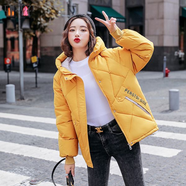 

luzuzi women's winter parka casual thick warm padded jackets coat female solid styled outwear snow jacket 2020 -5 to -10c wear, Black