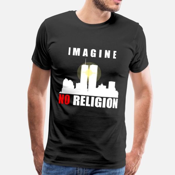 

imagine no religion t shirt men designer 100% cotton o neck homme loose building summer style vintage shirt