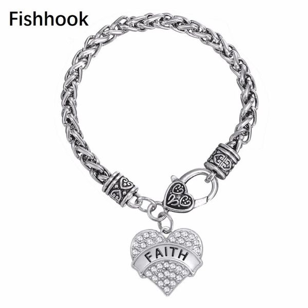 

fishhook retro pulseira faith wristband wrap strand heart charm bracelet for femme, Golden;silver