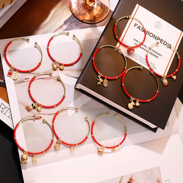 

new year chinese style fashion cute red rope weave transfer bracelet for girl student girlfriends gift jewelry accessories, Black