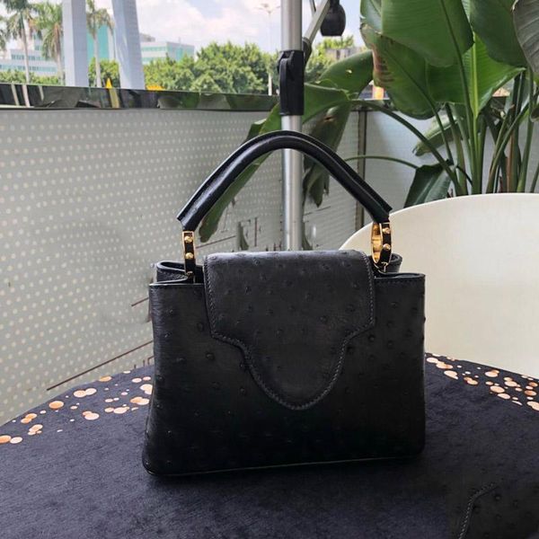 

designer- luxury handbag purse ostrich pattern women totes l handbag genuine leather women l purse bag